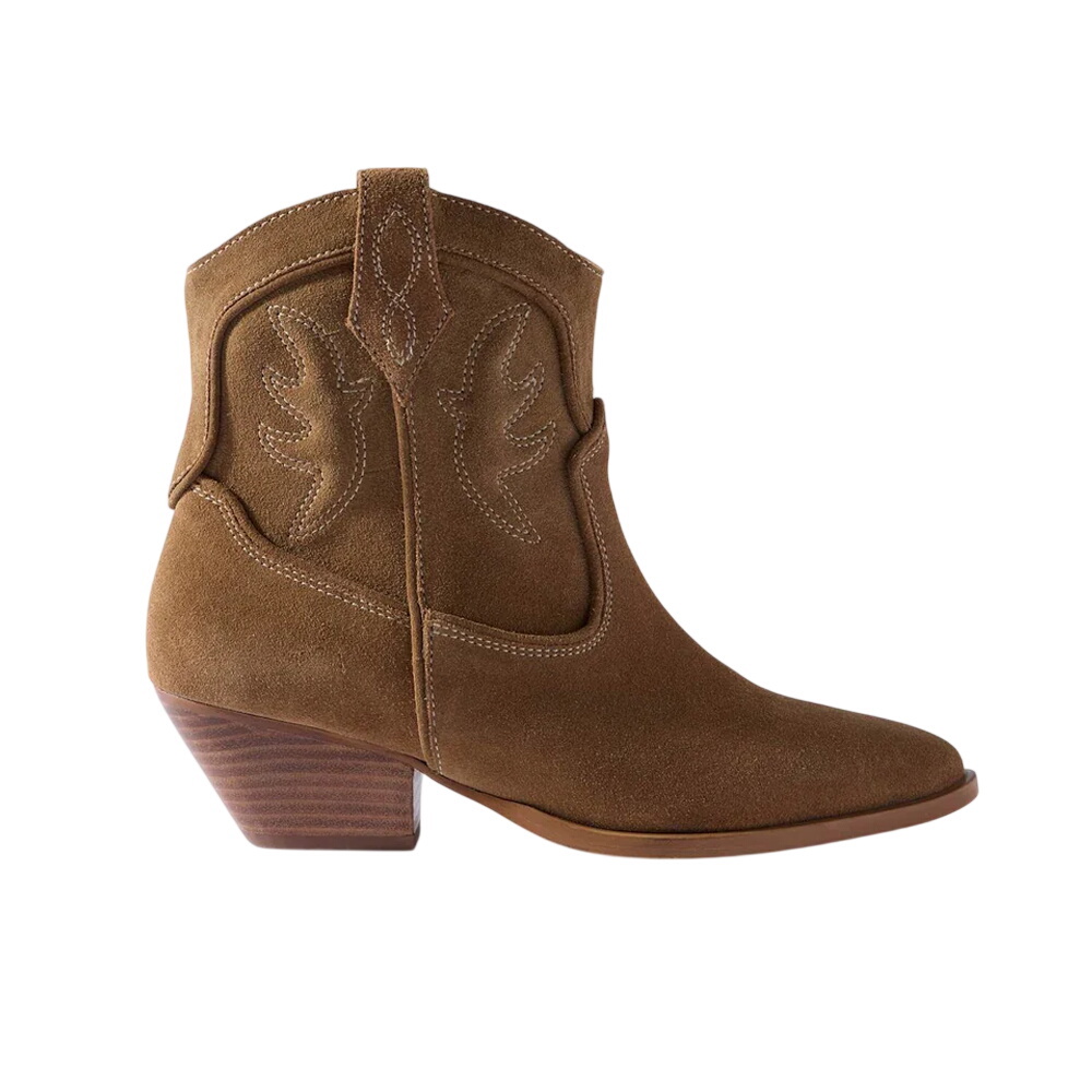 Mint Velvet Carly Neutral Suede Cowboy Boots